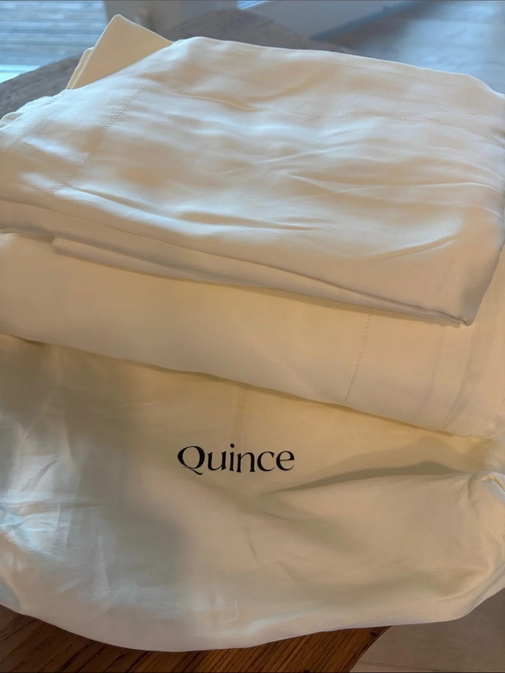 Quince Bamboo Duvet Set in Ivory - Full/Queen Looks Brand New